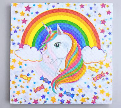 GUARDANAPO DE PAPEL DECORADO - UNICORNIO - Pacote com 20 folhas