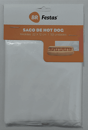 SACO DE HOT DOG 20X10 CM -  Pacote com 50 unidades
