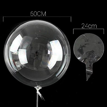 PACK BALÃO BUBBLE TRANSPARENTE 24" (60 cm) - 10 unidades