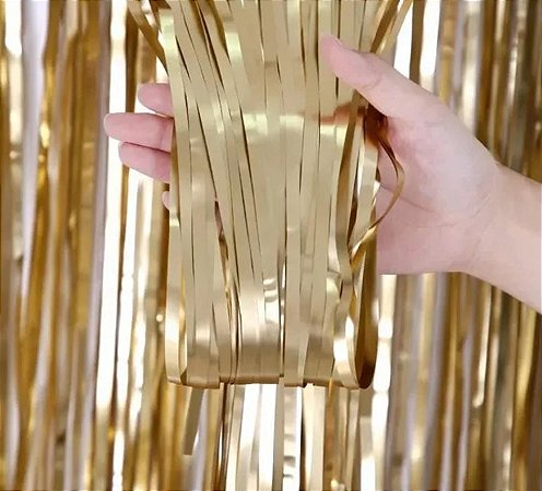 CORTINA DECORATIVA METALIZADA - 100X200 CM - DOURADO FOSCO -1 unidade