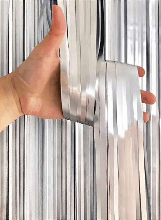 CORTINA DECORATIVA METALIZADA - 100X200 CM - PRATA FOSCO -1 unidade