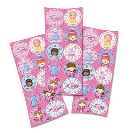 ADESIVO ESPECIAL CIRCO ROSA - Pacote com 30 unidades
