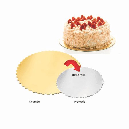 CAKE BOARD DUPLA FACE (DOURADA E PRATA) - 15 CM - 1 unidade