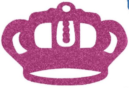 APLIQUE EM EVA MICRO COROA GLITTER ROSA - PACOTE COM 6 UNIDADES