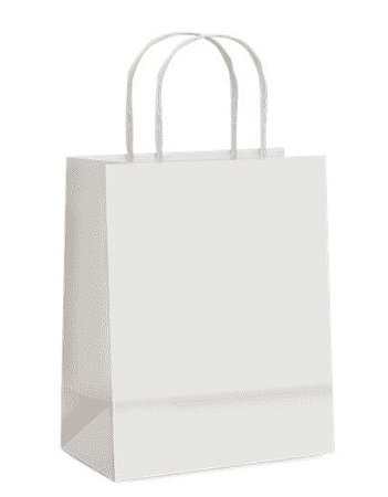 SACOLA DE PAPEL - BRANCA - TAMANHO P - 21,5 x 15 x 8 cm - Pacote com 10 unidades