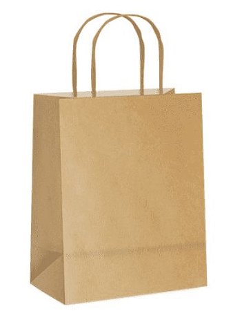 SACOLA  DE PAPEL KRAFT - TAMANHO P - 21,5 x 15 x 8 cm - Pacote com 10 unidades