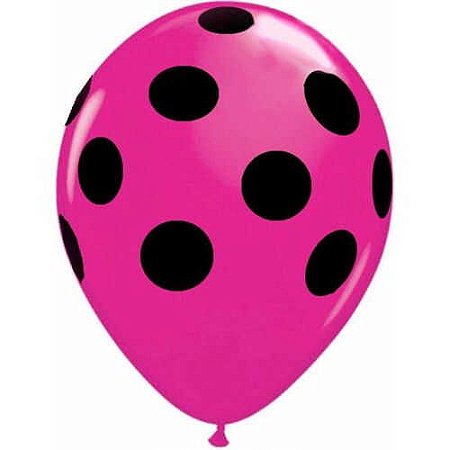 BALÃO BOLINHA - PIC PIC Nº 10 - PINK E PRETO - Pacote com 25 unidades
