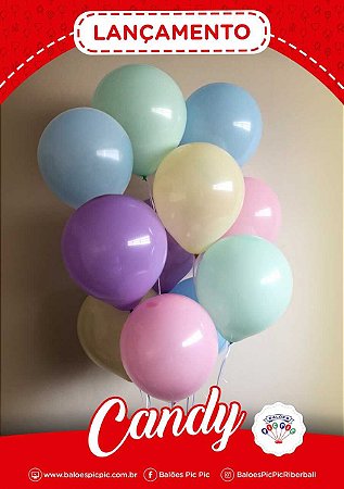 BALÃO LISO REDONDO - PIC PIC Nº 09 - CANDY (SORTIDO) - Pacote com 50 unidades