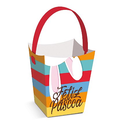 CACHEPOT COM ALÇA - PÁSCOA ADOLETA - 6 x 6 x 7,5 cm - Pacote com 8 unidades