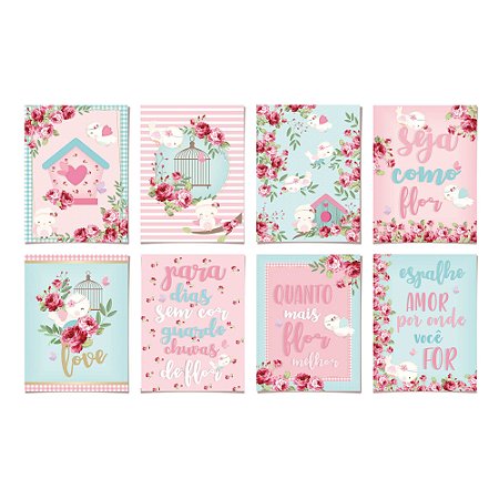 CARTAZ DECORATIVO JARDIM ENCANTADO - Pacote com 8 quadros
