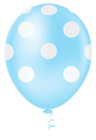 BALÃO BOLINHA - PIC PIC Nº 10 - AZUL CLARO E BRANCO - Pacote com 25 unidades