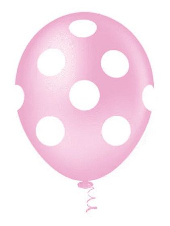 BALÃO BOLINHA - PIC PIC Nº 10 - ROSA BABY E BRANCO - Pacote com 25 unidades