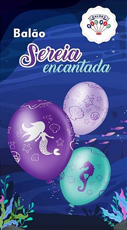 BALÃO DECORAÇÃO SEREIA ENCATADA - PIC PIC Nº 10 - SORTIDO - Pacote com 25 unidades