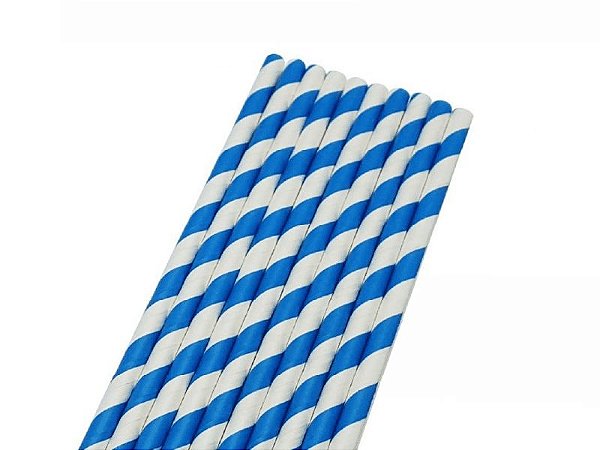 CANUDO DE PAPEL LISTRADO - BRANCO/AZUL ESCURO - Pacote com 12 unidades