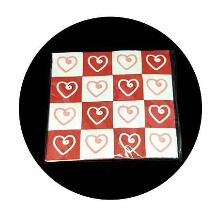 GUARDANAPO DE PAPEL DECORADO CORAÇÕES - Pacote com 20 folhas