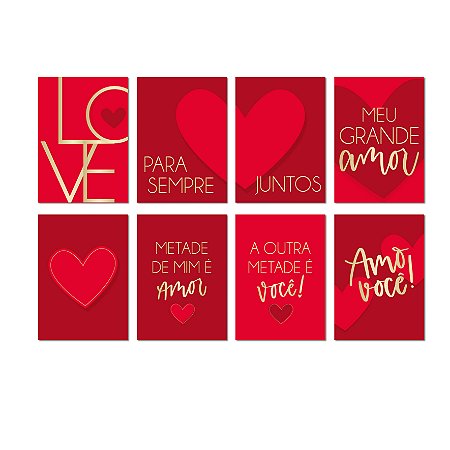 QUADROS DECORATIVOS - TEMA LOVER -  Pacote com 8 peças