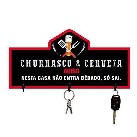 PORTA-CHAVES CHURRASCO E CERVEJA 13X25CM