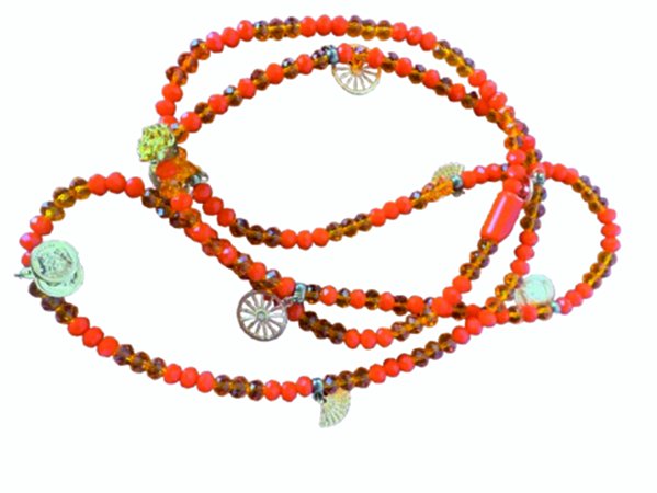Guia Cigana Roda Povo Do Oriente Cristal Laranja 8 Mm 60 Cm