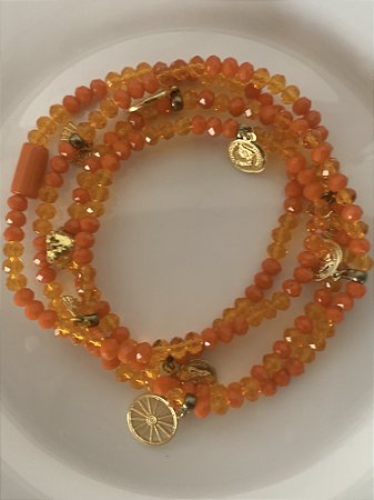 Guia Cigana Yasmim Oriente Cristal Laranja Vitalidade 60 Cm