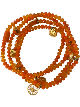 Guia Cigana Oriente Cristal Laranja Prosperidade 8 Mm 60 Cm