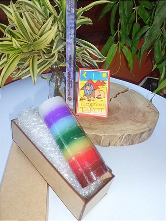 Kit Tarô Magia Vela  Cigana Mandala Ritual Umbanda Candomblé Incenso baralho Legitimo tarot cx MDF