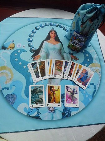 TOALHA ESOTERICA MAE IEMANJA E BARALHO TAROT DOS ORIXÁS