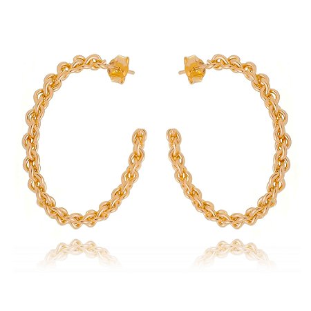 ARGOLA 8 FIOS TORCIDOS FOLHEADA A OURO 18K