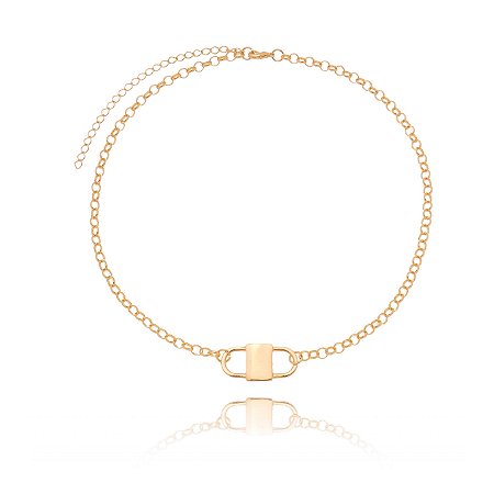 GARGANTILHA DE ELOS COM PINGENTE FOLHEADA O OURO 18K