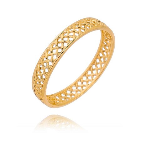 ANEL FOLHEADO A OURO 18K TRABALHADO VAZADO