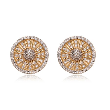 BRINCO PIZZA COM ZIRCÔNIA FOLHEADO A OURO 18K