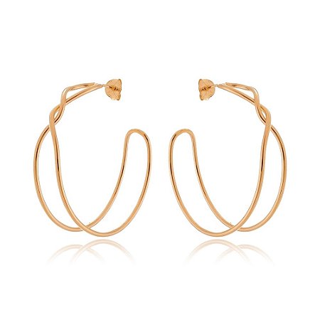 ARGOLA GRANDE FOLHEADA A OURO 18K