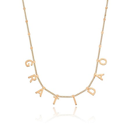 GARGANTILHA FOLHEADA A OURO 18K GRATIDÃO