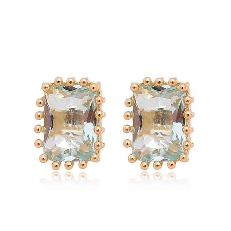 BRINCO QUADRADO FOLHEADO A OURO 18K AZUL