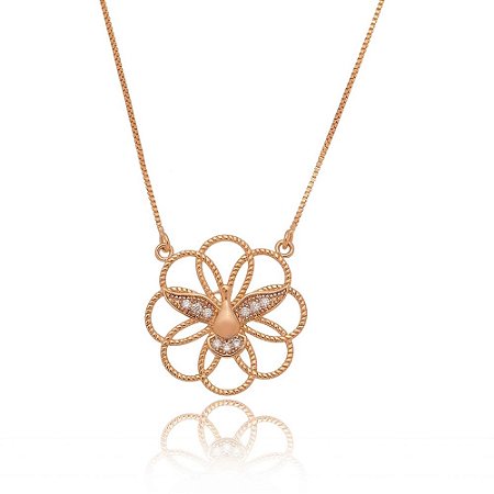 GARGANTILHA FOLHEADA A OURO 18K DIVINO ESPÍRITO SANTO