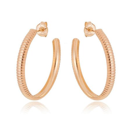 ARGOLA TRABALHADA FOLHEADA A OURO 18K