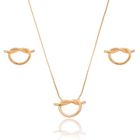 CONJUNTO NÓ FOLHEADO OURO 18K