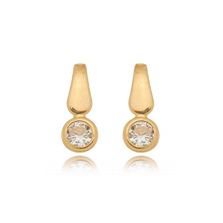 BRINCO CHAPADO ZIRCÔNIA FOLHEADO OURO 18K