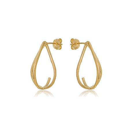 BRINCO GOTA 3D FOLHEADO OURO 18K