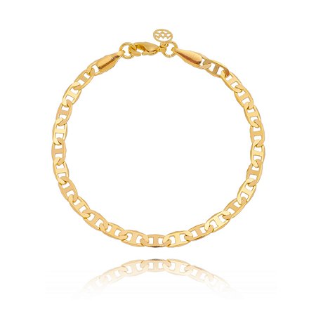 PULSEIRA CORRENTE LATINHA INFANTIL FOLHEADA OURO 18K