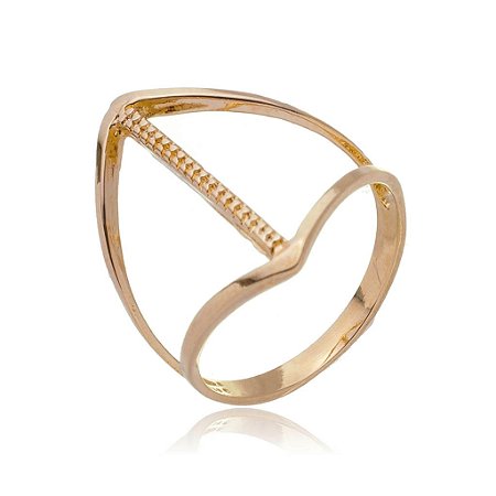 ANEL ARCO CRAVEJADO FOLHEADO OURO 18K