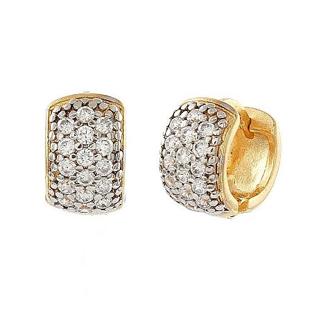 Argola média com zircônias folheda a ouro 18k