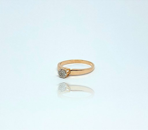 ANEL CHUVEIRO HEXAGONO COM ZIRCÔNIAS FOLHEADO OURO 18K