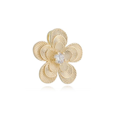 PINGENTE FLOR COM ZIRCÔNIA FOLHEADO A OURO 18K