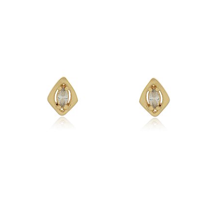 BRINCO LOSANGO COM ZIRCÔNIA FOLHEADO A OURO 18K