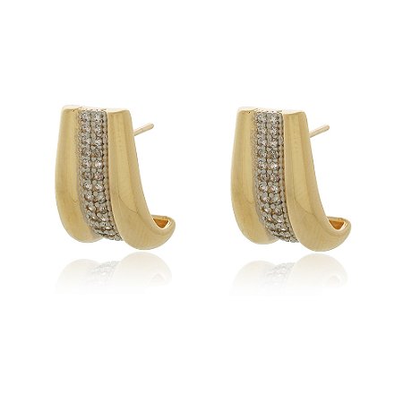 BRINCO CRAVEJADO COM ZIRCONIAS FOLHEADO A OURO 18K