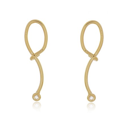 BRINCO ENTRELAÇADO COM ZIRCONIAS FOLHEADO A OURO 18K