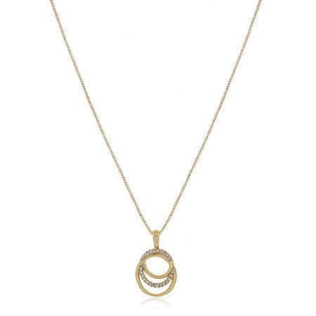 GARGANTILHA CRAVEJADA COM ZIRCONIAS FOLHEADO A OURO 18K