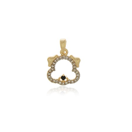 PINGENTE CACHORRINHO CRAVEJADO COM ZIRCONIAS FOLHEADO A OURO 18K