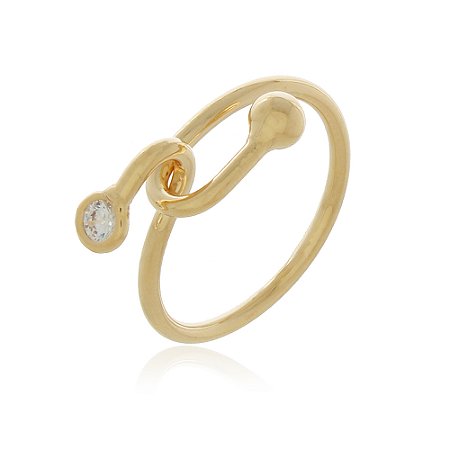 ANEL ENTRELAÇADO BOLA CRAVEJADO COM ZIRCONIA FOLHEADO A OURO 18K