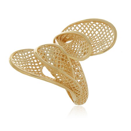 ANEL FOLHAS VAZADAS FOLHEADO A OURO 18K